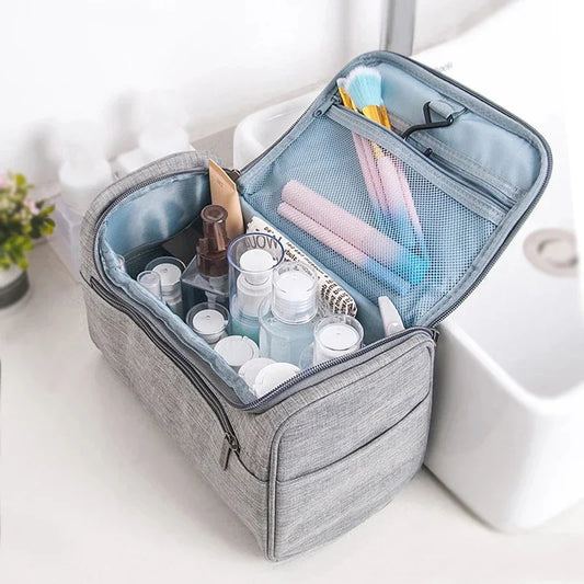 Waterproof Cosmetic Bag Travel Organizer - Makeup Bag for Women and Men, Bathroom Toiletry Pouch Wash Neceser, Hook Up Design
