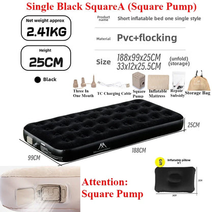 MOUNTAINHIKER 2025 Inflatable Air Mattress - PVC Glamping Camping / interior Bed Mat with Built-In Pump for 1-3 Person