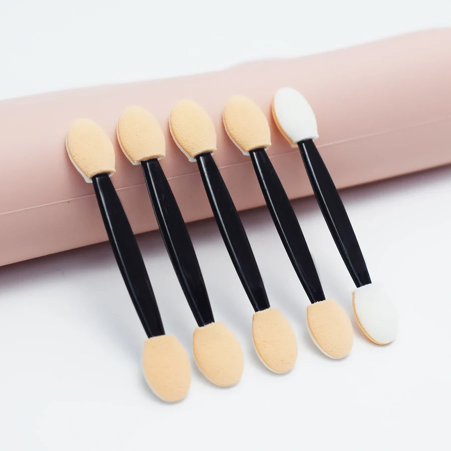50/100Pcs Small Portable Eyeshadow Applicators - Double Sponge Eye Shadow Brushes, Mini Makeup Tools in Bulk