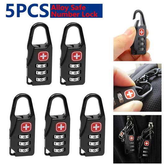 1-5PCS Portable Alloy Lock Padlock | Outdoor Travel Luggage, Zipper, Backpack & Handbag Anti-Theft Combination Code Lock