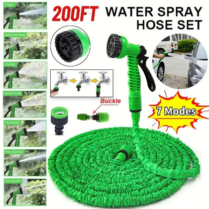 25FT–200FT Expandable Garden Hose – Lightweight Durable Watering Tool with 7-Function Spray Gun