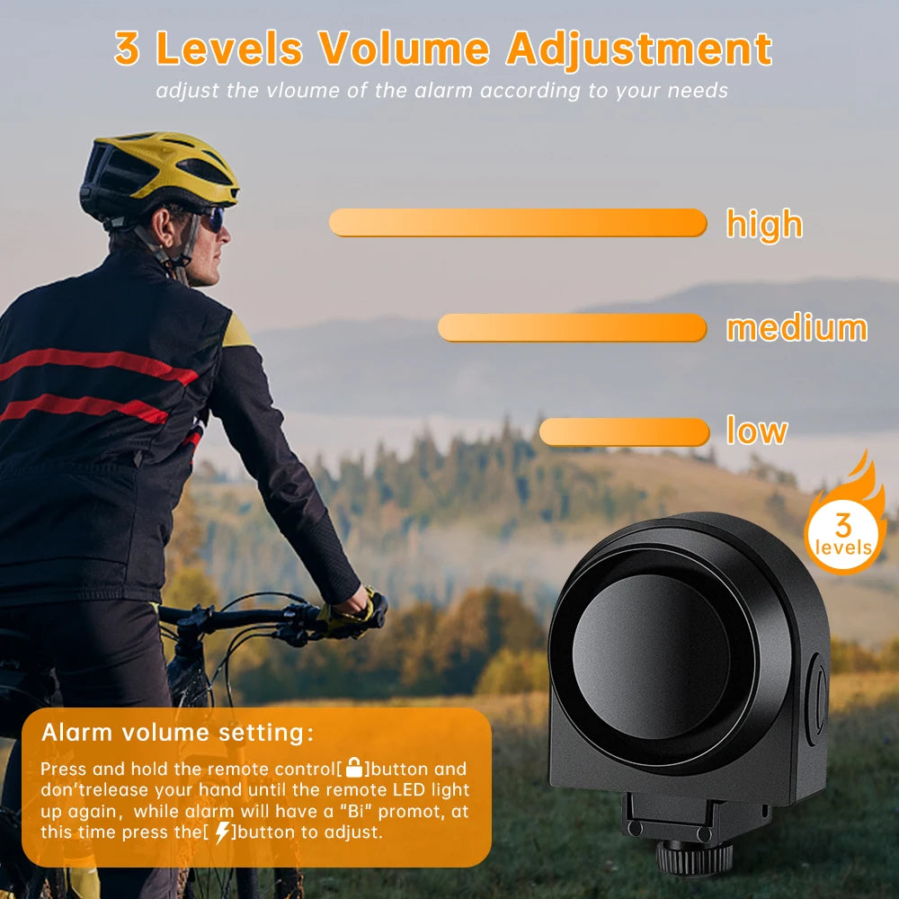 WSDCAM Bicycle Alarm – Waterproof Vibration Alarm with USB Charging & Remote Control, 110 dB Security for Bike & Motorcycle
