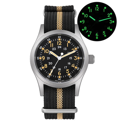 Militado ML05 Vintage Quartz Watch 38mm with VH31 Movement, Domed Sapphire Crystal, AR Coating & Luminous Dial
