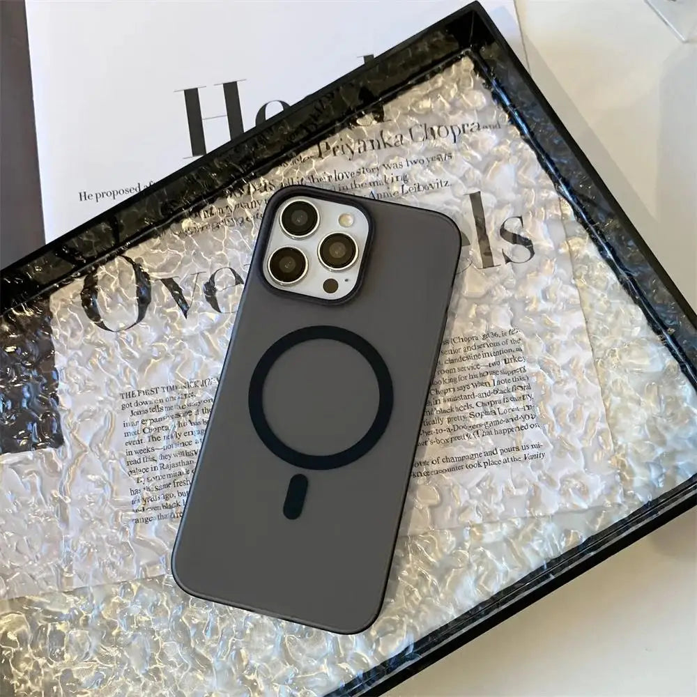 Matte Ultra-Thin iPhone Case – Hard PC Translucent Cover with MagSafe Magnetic Wireless Charging, Fits iPhone 11-17 Pro Max