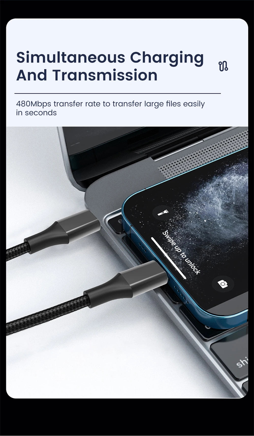 30cm USB-C to USB-C Fast Charging Cable – Compatible with iPhone 15, Xiaomi, Samsung, Huawei & Power Banks