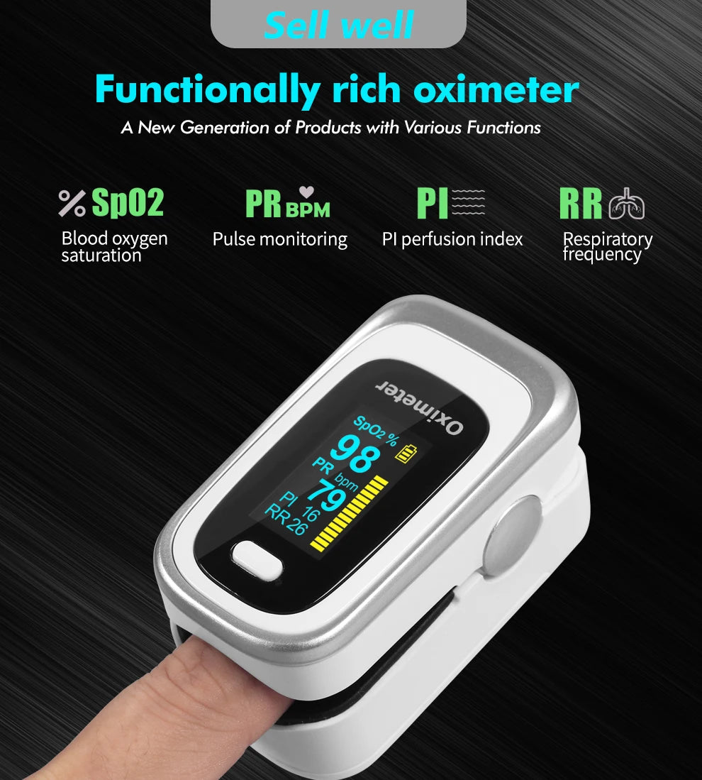 Kiuzou Medical Portable Finger Pulse Oximeter – Blood Oxygen, Heart Rate, Saturation Monitor with OLED Display