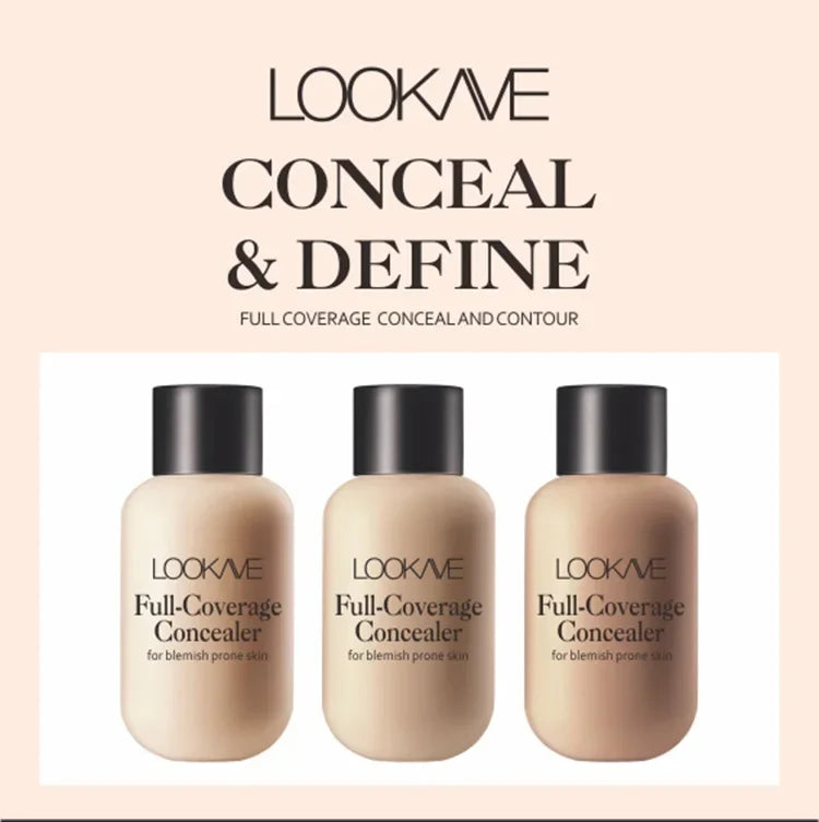 Waterproof Liquid Concealer Foundation – Full Coverage Cream for Acne, Scars, Dark Circles & Face Makeup Base