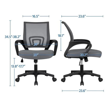 Adjustable Mid Back Mesh Office Chair with Armrests – Black Swivel Computer & Gaming Chair
