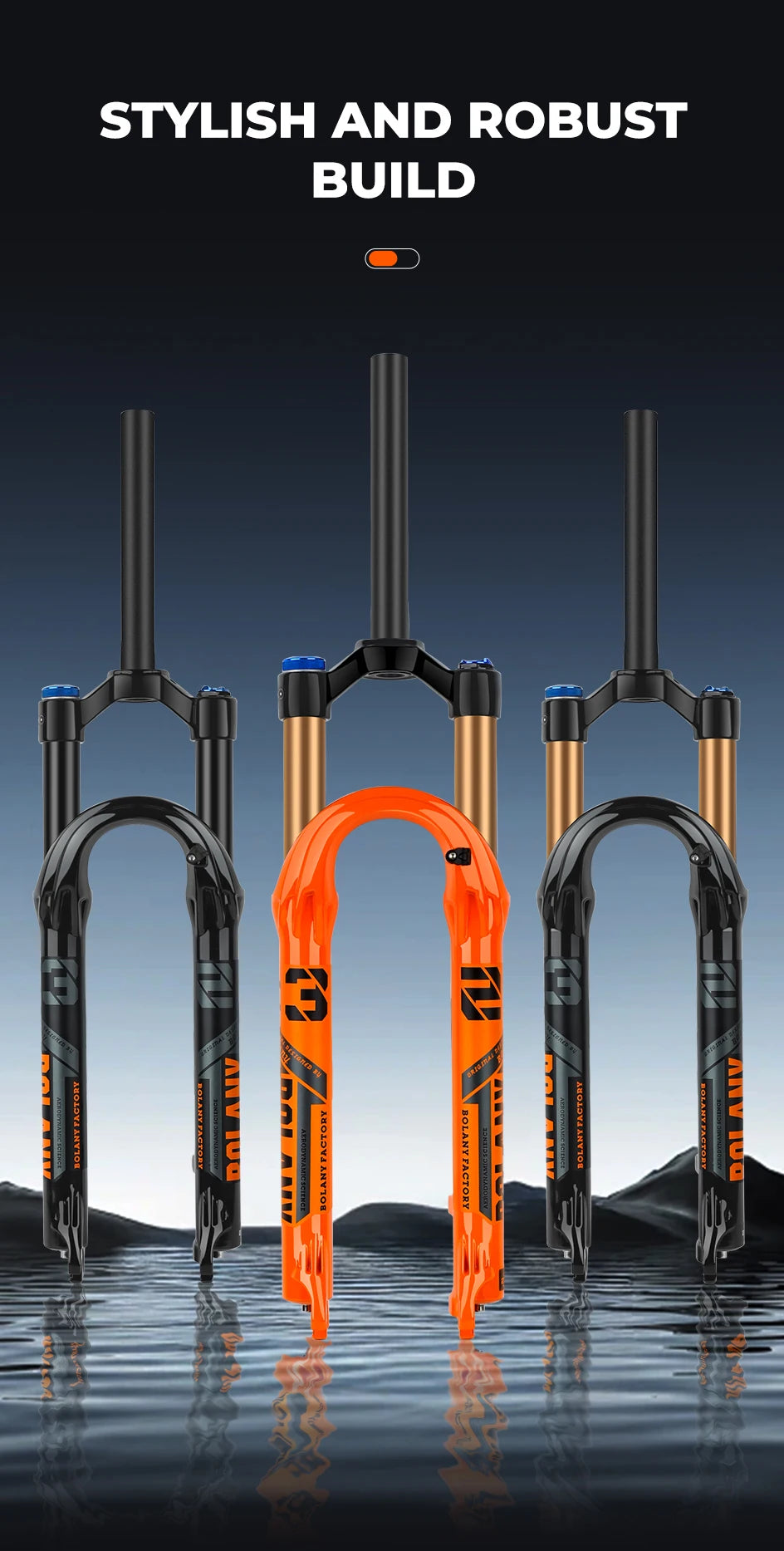 BOLANY Bike Air Fork – 27.5/29inch, 120mm Travel, Lightweight Magnesium Alloy Oil Air Suspension with Quick Release