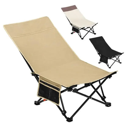 Camping Folding Moon Chair – Portable Ultra-Light Outdoor Chair with Side Pocket for Fishing & Travel