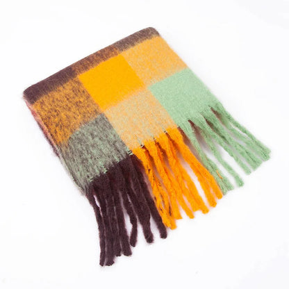 2025 Women's Winter Thick Cashmere Scarf – Warm Pashmina Shawl with Rainbow Tassels & Wraps