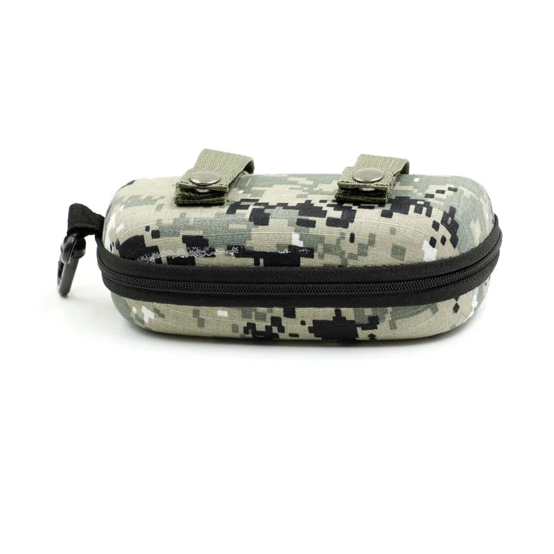 Portable Tactical Sunglasses Case - Military-Grade EVA Eyewear Pouch with MOLLE System for Outdoor and Hunting Goggles Storage