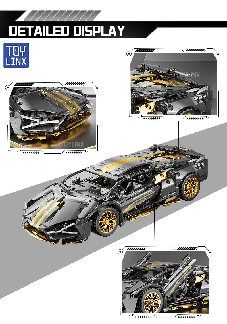 ToylinX 1:14 Supercar Building Block Toy – Optional Power Group, Technology Design for Adults & Kids, Christmas Gift with Box