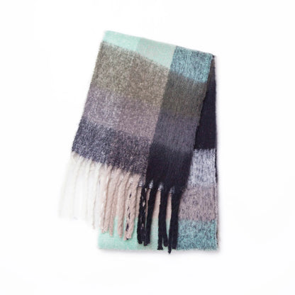 2025 Women's Winter Thick Cashmere Scarf – Warm Pashmina Shawl with Rainbow Tassels & Wraps