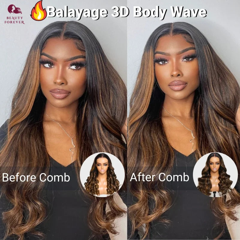 Beautyforever 3D Body Wave Lace Front Wig - Glueless, Ready-to-Wear, 100% Raw Human Hair, Bye Bye Knots