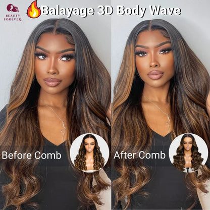 Beautyforever 3D Body Wave Lace Front Wig - Glueless, Ready-to-Wear, 100% Raw Human Hair, Bye Bye Knots