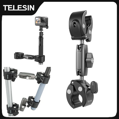 TELESIN Motorcycle Bike Monopod, Panoramic Handlebar Mount, Invisible Selfie Stick Bracket for GoPro Hero, DJI, Insta360