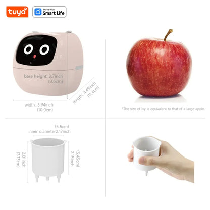 Tuya Ivy Smart Planter with AI Chips and 7 Smart Sensors - Over 49 Expressions for Easy and Fun Plant Care