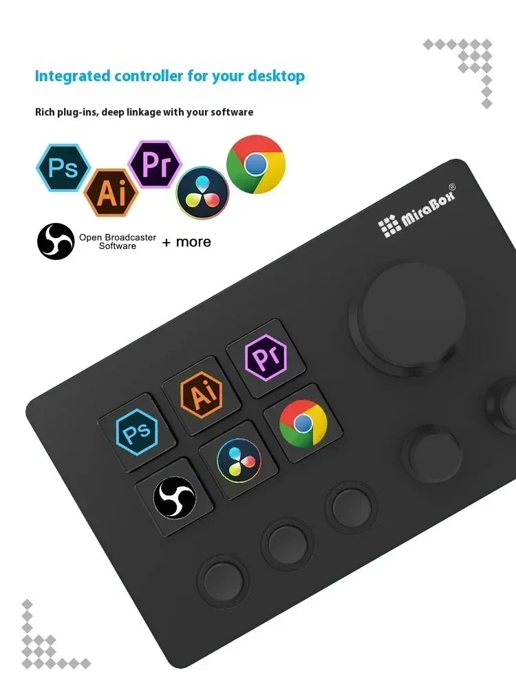 Mirabox N3 Streamdeck Keypad — Mini Customizable Macro Keyboard with Screen & Knob for Desktop