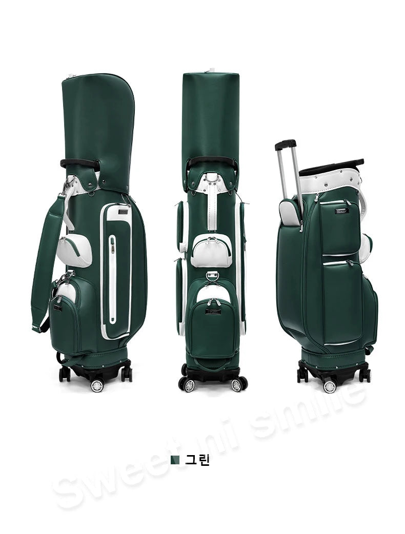 PGM Wheeled Golf Caddy Bag QB127 – 4-Wheel 360° Rotation Removable Waterproof Bag for Men & Women