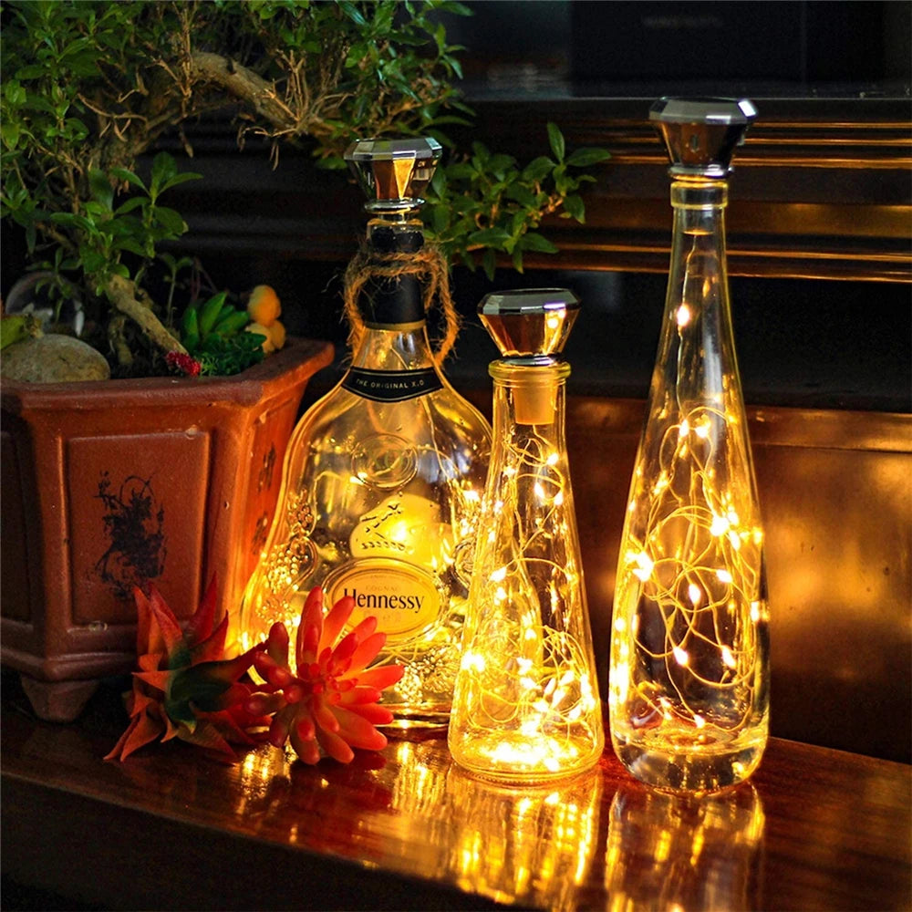 Updated Solar Wine Bottle Lights – 2M 20 LED Copper Wire Fairy String Lights for Xmas, Wedding & Party Decor, 4/8/10 Pack