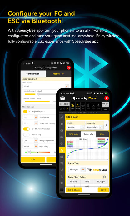 SpeedyBee F4 F405 V4 30x30 Stack – 55A/60A BLS 4-in-1 ESC, ICM42688P, Wireless Bluetooth FC for FPV Racing Drones, iNAV & Betaflight Compatible