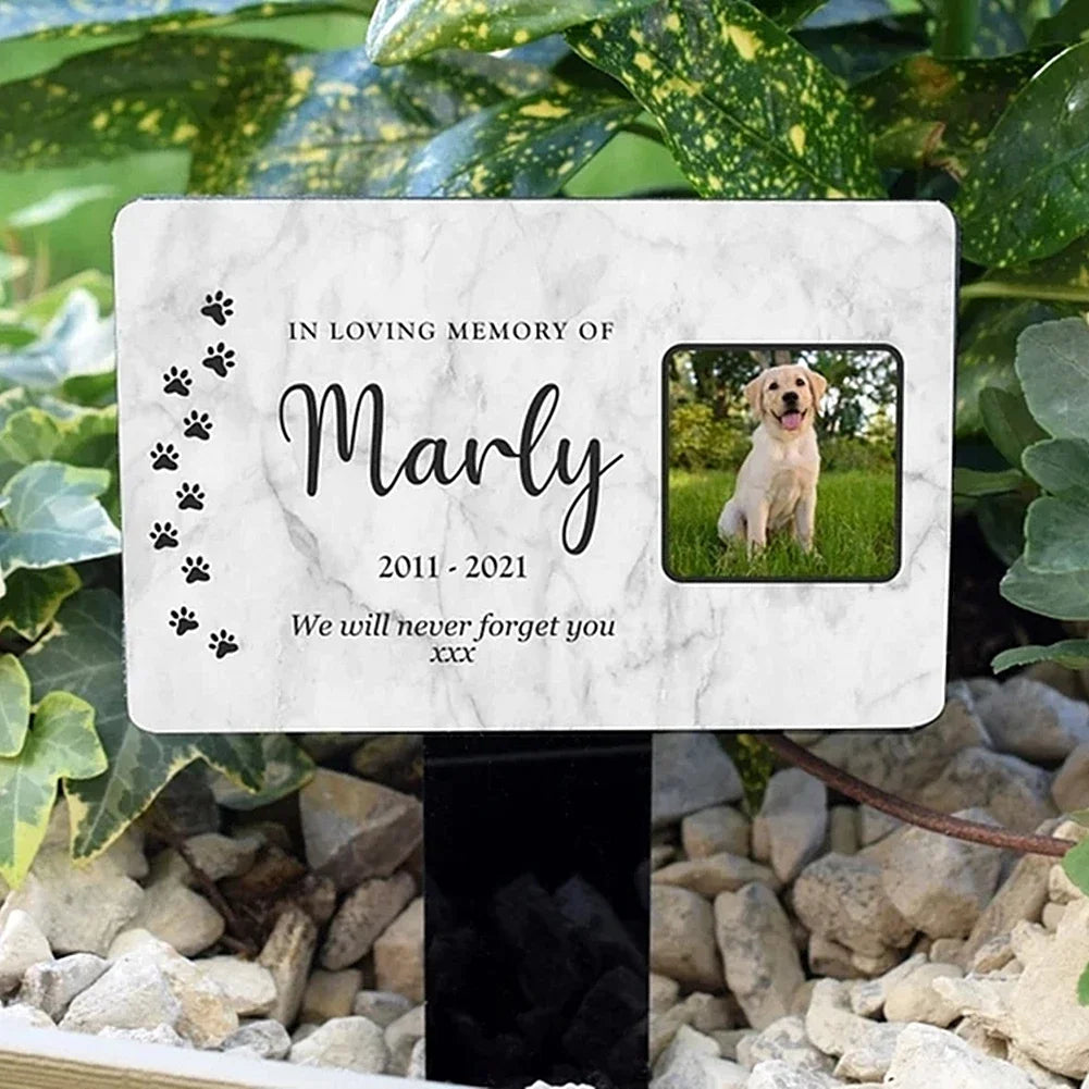 Personalized Pet Memorial Grave Marker – Dog Photo Memorial Stake for Outdoor Garden & Pet Loss Tribute