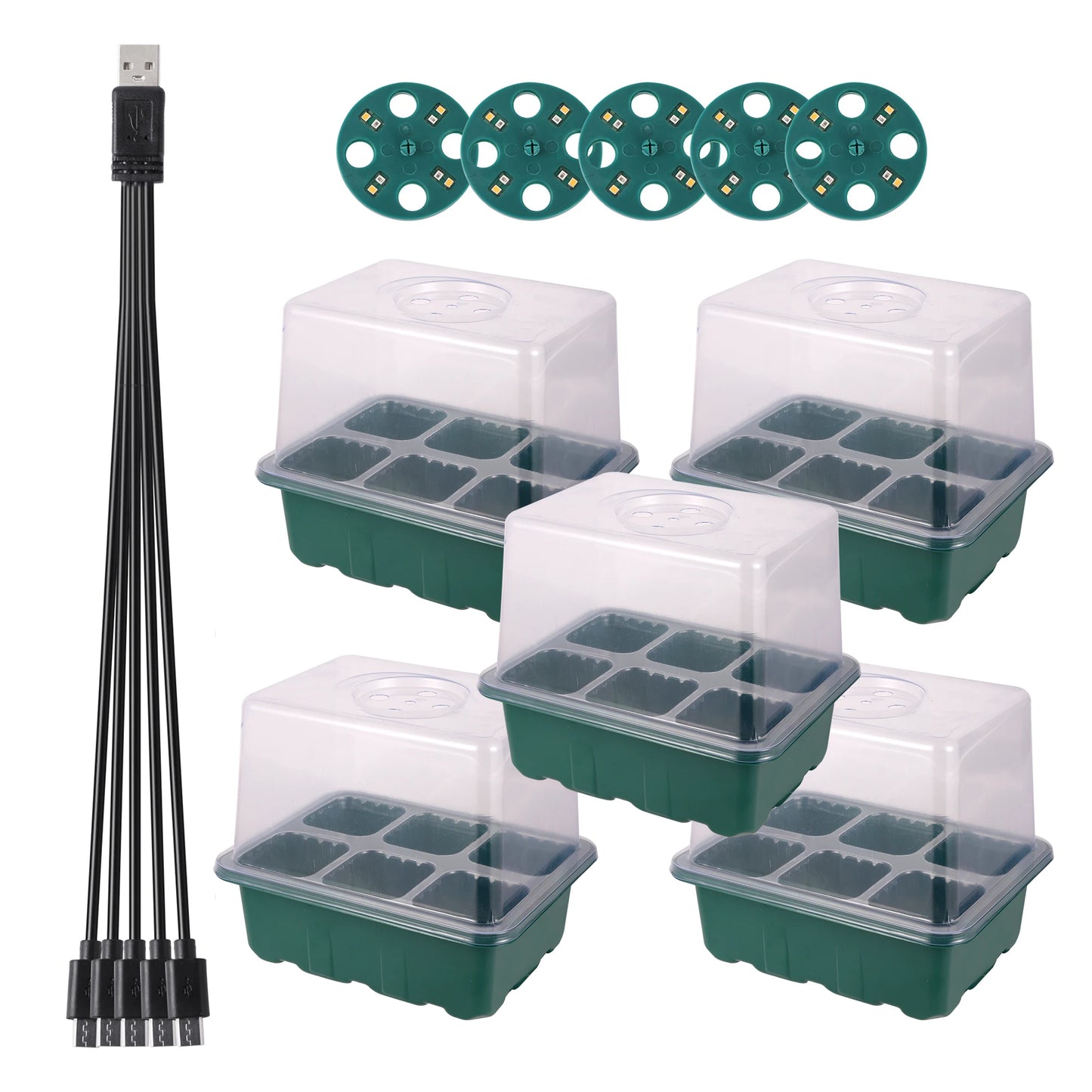 LED Grow Light with 6/12-Hole Seed Starter Trays — Indoor Plant Germination & Seedling Growing Box