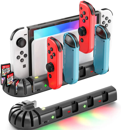 Switch Joy-Con & Pro Controller Fast Charging Dock — 8-Game Slot Station for Nintendo Switch OLED