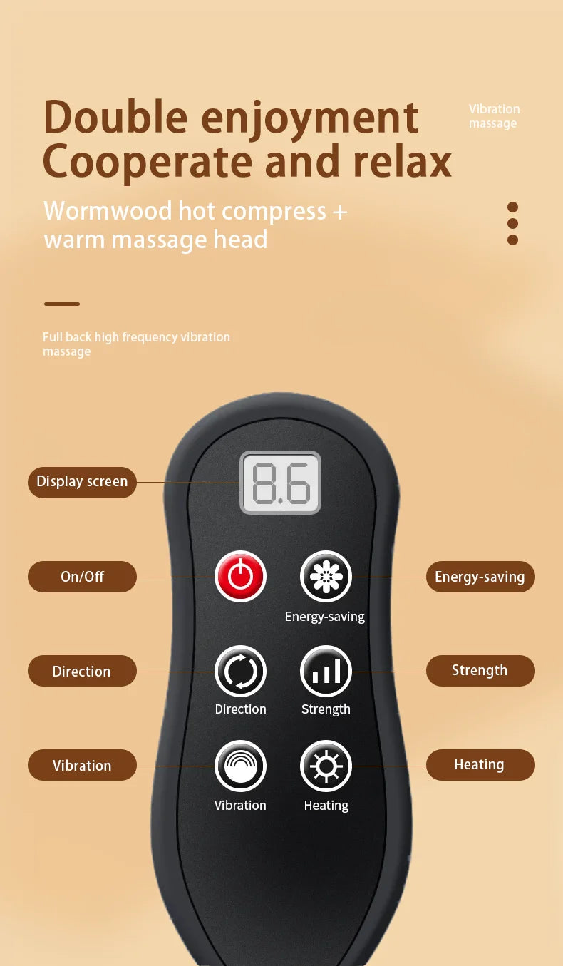 Manufacturer Direct Electric Shiatsu Neck & Head Massager Pillow with Heating and Vibration – Cervical Traction Car Back Massager