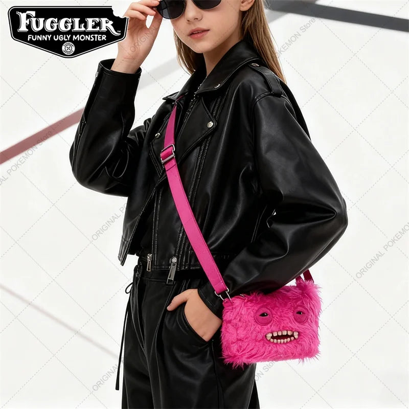 Original Fuggler Ugly Teeth Monster Plush Crossbody Bag – Kawaii Screech Mr. Buttons Shoulder Doll Gift