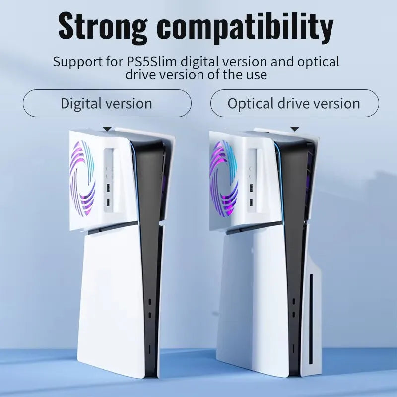 Aolion RGB Cooling Fan for PS5 Pro/Slim Console Side-Mounted Temperature Sensing Game Accessory