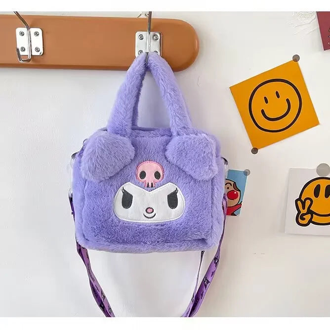 Sanrio Kawaii Plush Bag – Kuromi, Cinnamoroll & My Melody Cosmetic & Travel Handbag for Girls