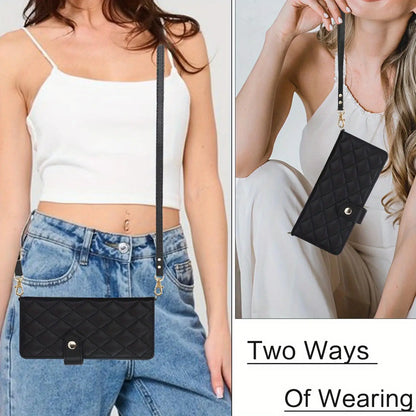 PU Leather Flip Wallet Case for Samsung Galaxy Z Fold 6/5/4/3 5G – Card Holder, Wrist Strap, Crossbody Stand Cover