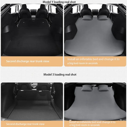 Tesla Model 3 & Model Y Inflatable Car Bed – Suede Fabric Travel Air Mattress for Camping (2017-2024)