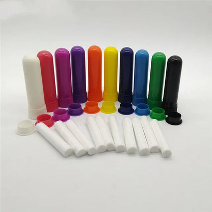 50/80/100 Sets Empty Nasal Inhaler Tubes – Portable Black & White Plastic Inhalers with Cotton Wicks for Essential Oils