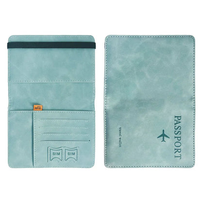 RFID Vintage Passport Holder: Multi-Function PU Leather Wallet Case for Women & Men - Business Travel Accessories