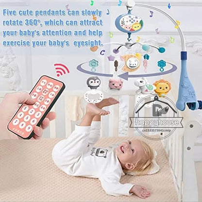 Baby Crib Mobile with Music, Lights, and Projection - Remote Control Toys for Newborns 0-6 Months