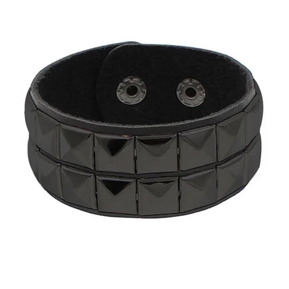 New Punk Fashion Black Leather Cuff Bracelet for Men & Women - Rivets Stud Charm Wristband Bangle, Gothic Jewelry 2024