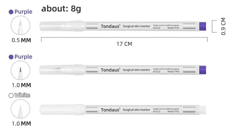 Professional Surgical Sterile Skin Marker Pen – Microblading Tattoo Eyebrow & Lip Marker with Measuring Ruler Set