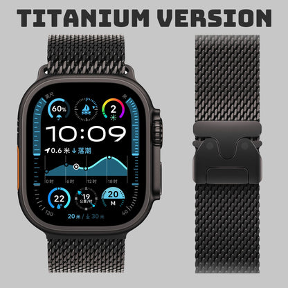 Titanium Band for Apple Watch Ultra 2 (49mm) – Milanese Loop with Secure Parachute Buckle, Compatible with Series 5-10