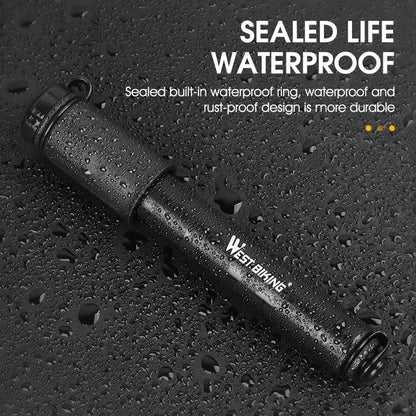 WEST BIKING Mini Bicycle Pump – Portable 100PSI Aluminum Alloy Hand Pump for Schrader & Presta Valves, MTB & Road Bikes