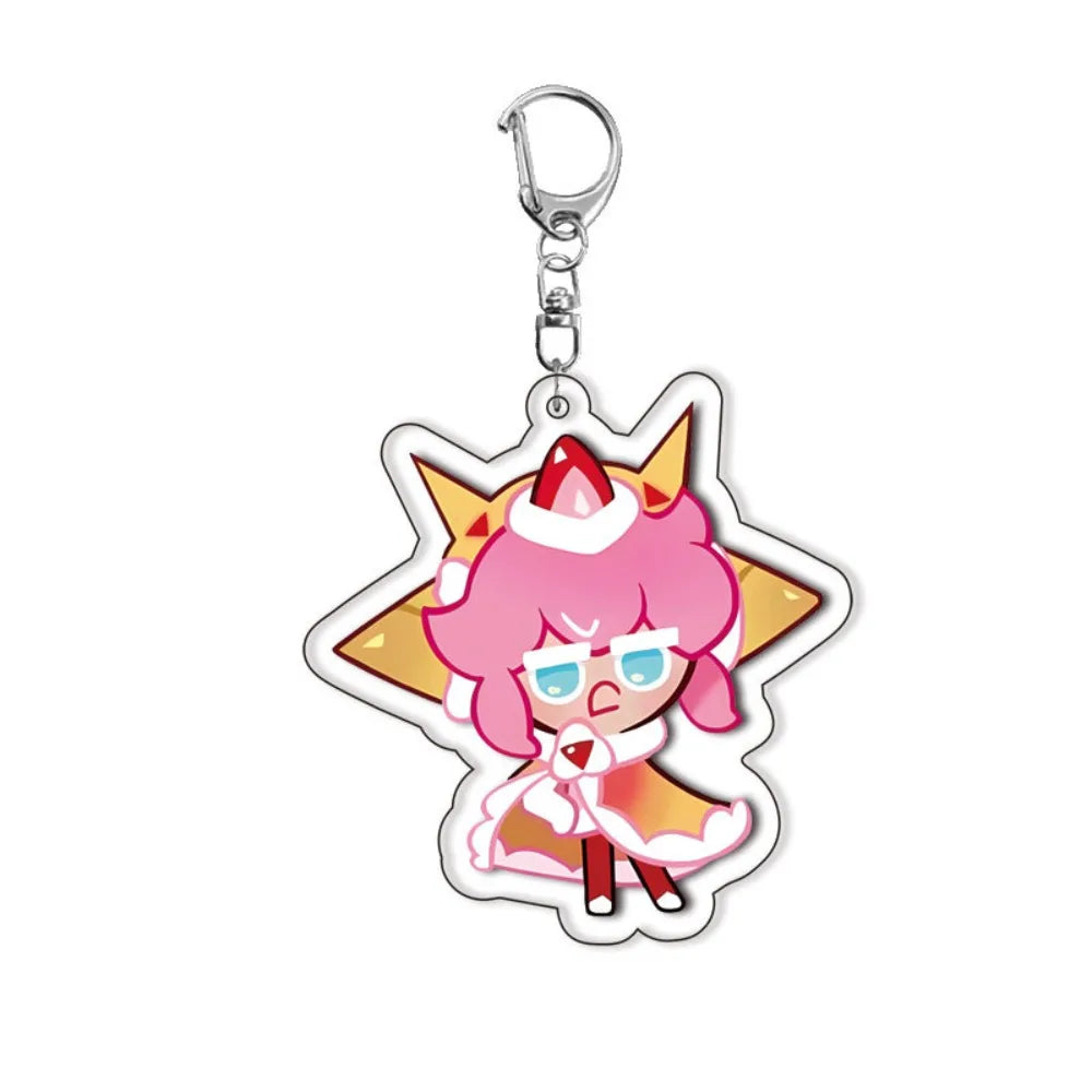 Cookie Run Kingdoms Camellia Cookie Acrylic Keychain – Candy Milk Shadow & Pure Vanilla Bag Accessory Gift