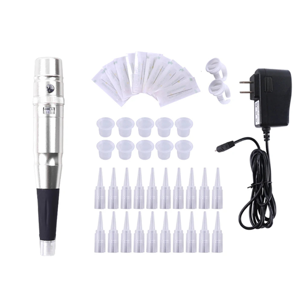 Permanent Makeup Rotary Tattoo Pen – Eyebrow & Lip Machine, Microblading & Piercing Gun PMU Kit