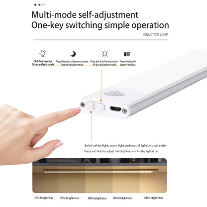 Convenient Illumination: Motion Sensor Wireless LED Night Light - USB Rechargeable Lamp for Cabinets, Wardrobes, Under Backlight - Perfect for Kitchen LED Lighting