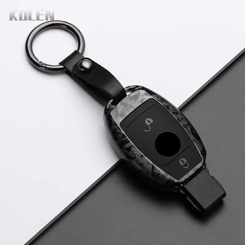 ABS Carbon Fiber Car Key Case Cover – Compatible with Mercedes Benz W204/W205/W212/W213/W176/W177/W219 A/B/C/E/S/GLC/CLA/AMG Fob