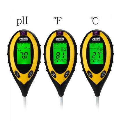 Soil PH Meter Tester - 4 in 1 Soil Tester for PH, Moisture, Temperature, and Sunlight Intensity Measurement - Analysis for Soil Acidity