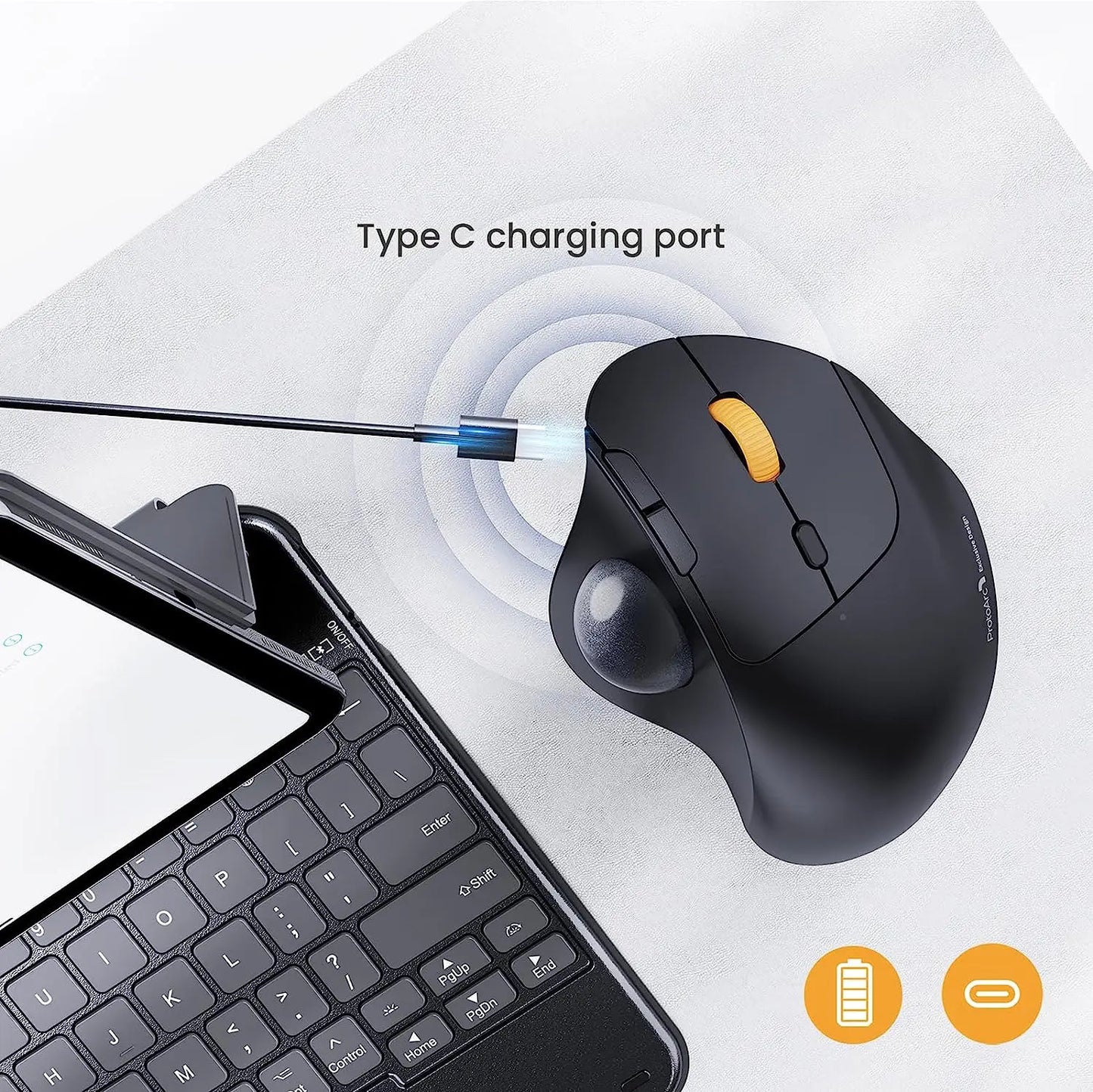 ProtoArc Wireless Trackball Mouse – 2.4G Ergonomic Rollerball, Rechargeable Bluetooth Computer Mouse with 3 Device Connection