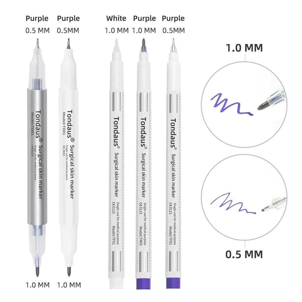 Professional Surgical Sterile Skin Marker Pen – Microblading Tattoo Eyebrow & Lip Marker with Measuring Ruler Set
