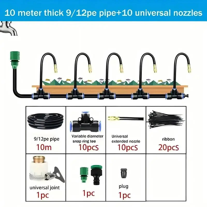 5-20M Automatic Garden Irrigation Kit – Universal Rotating Copper Nozzle Sprinkler for Balcony & Lawn Watering
